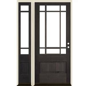 50 in. x 80 in. Craftsman Prairie 3/4 Lite Black Stain Left-Hand/Inswing Douglas Fir Prehung Front Door Left Sidelite