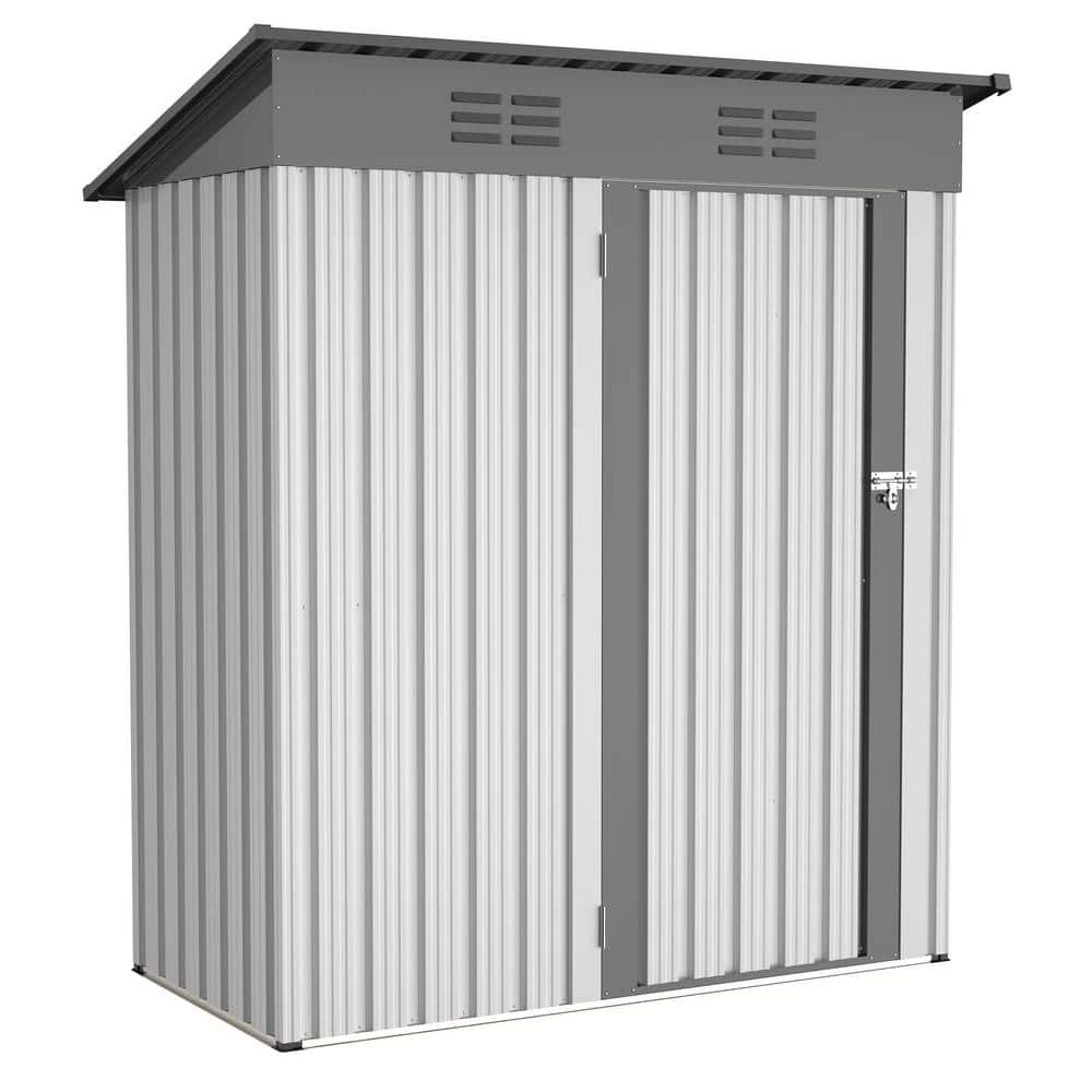 5 Ft W X 3 Ft D Outdoor Metal Storage Shed Garden Tool Storage With Lockable Doors And Hinged