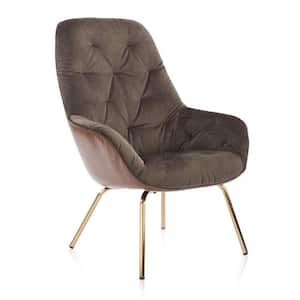 Brown Modern Velvet High Back Accent Chair