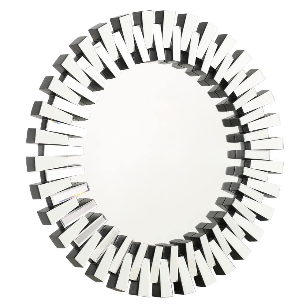 36 in. W x 36 in. H Round Metal Framed Clear Mirror for Living Room