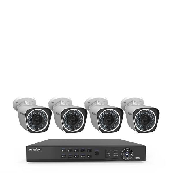 LaView 4-Channel Full HD IP Indoor/Outdoor Wi-Fi Surveillance 1TB NVR System (4) Bullet Cameras with Remote View
