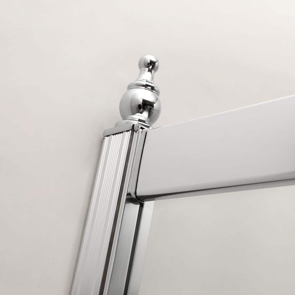 Chrome Finish Semi-Frameless Clear Glass Sliding Shower Enclosure