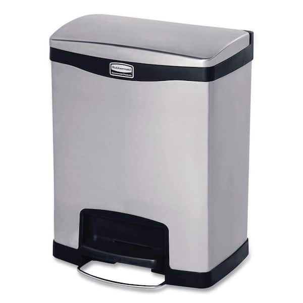 Slim Jim 8 Gal. Step-On Stainless Steel Metal Front-Step Containers in Black