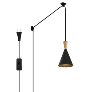 1-Light Black Pendant Light Fixture with Plug in Cord