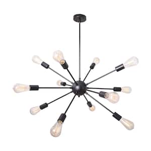 Bathild 12-Light Black Modern Sputnik Sphere Chandelier for Kitchen Island Dining Room Living Room Foyer Bedroom