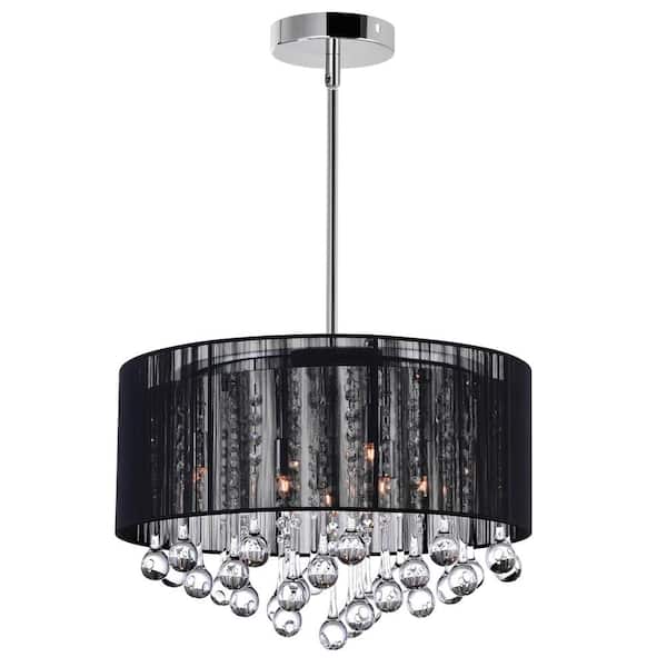 CWI Lighting Water Drop 6 Light Drum Shade Chandelier With Chrome Finish
