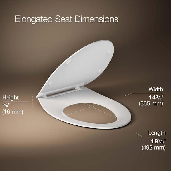 KOHLER Carbyne Quiet-Close Elongated Front Toilet Seat in White
