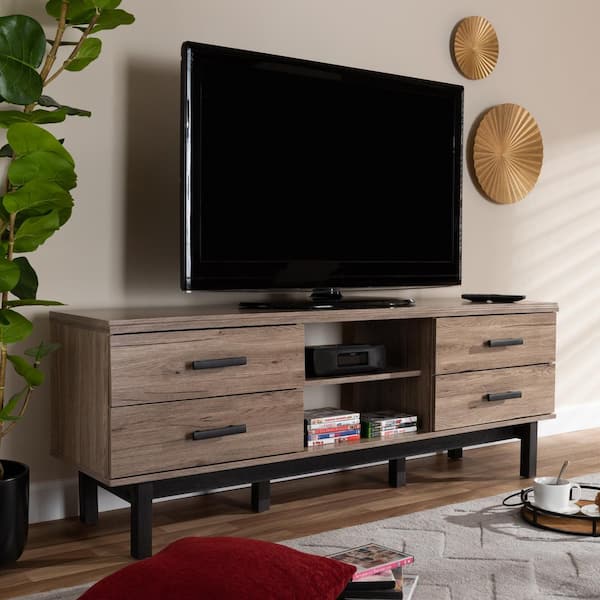 Baxton studio armstrong dark deals brown modern tv stand