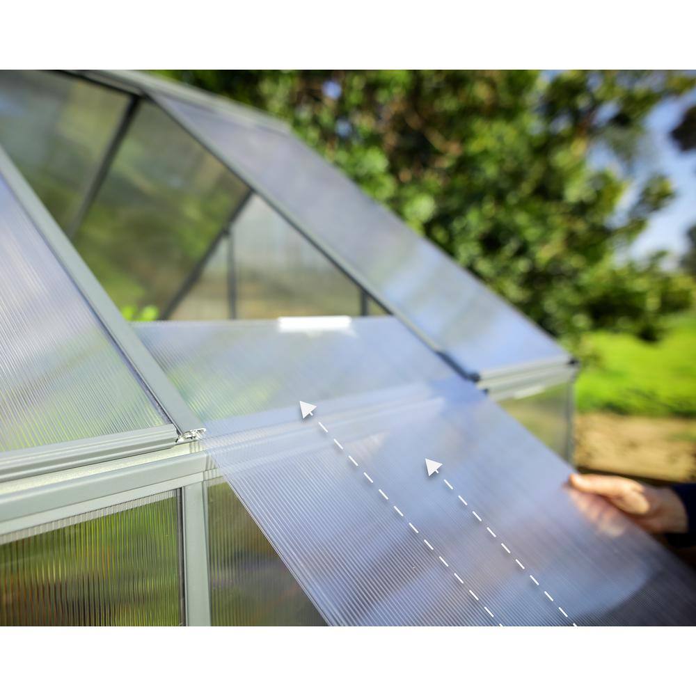 Gray Aluminum and Polycarbonate 6' x 8' Walk-In Greenhouse