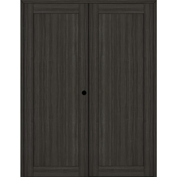 Belldinni 1 Panel Shaker 48 in. x 80 in. Left Active Gray Oak Wood Composite Double Prehung Interior Door