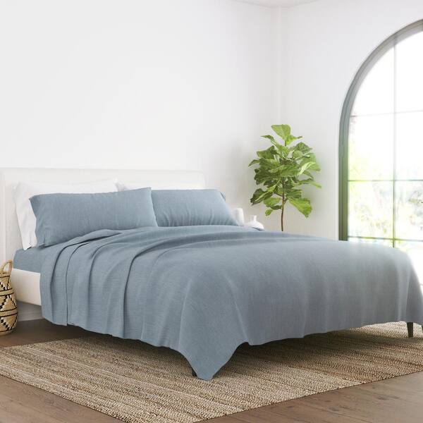 WOD FAMY King Size 100% Bamboo Sheet Set 16 Deep Pocket Cooling Breathable  Bamboo Bed Sheets Soft Hotel Bedding Sheet Sets Light Blue