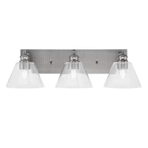 Albany 25 in. 3-Light Brushed Nickel Vanity Light with Clear Bubble Glass Shades