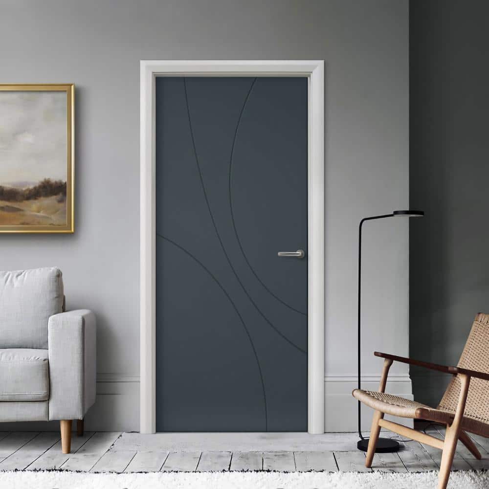 Charcoal Gray Hollow Core Painted Interior Slab Door 30" x 80"
