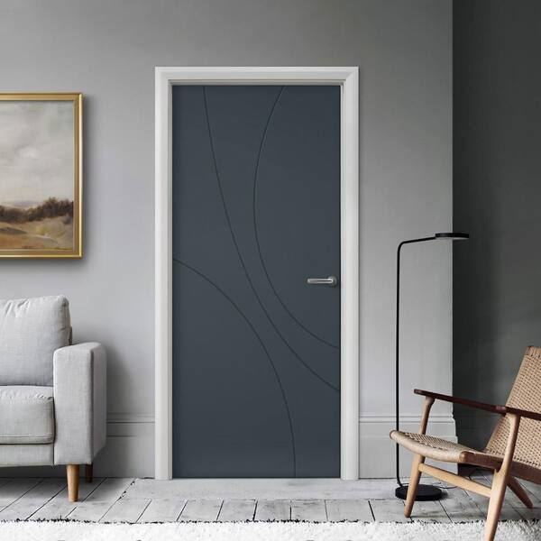 CALHOME 38 in. x 96 in. Hollow Core Charcoal Gray Stained