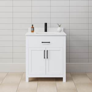 Beckett 30 in. W x 22 in. D x 35 in. H Single Sink Bathroom Vanity in White with Carrara Cultured Marble Top