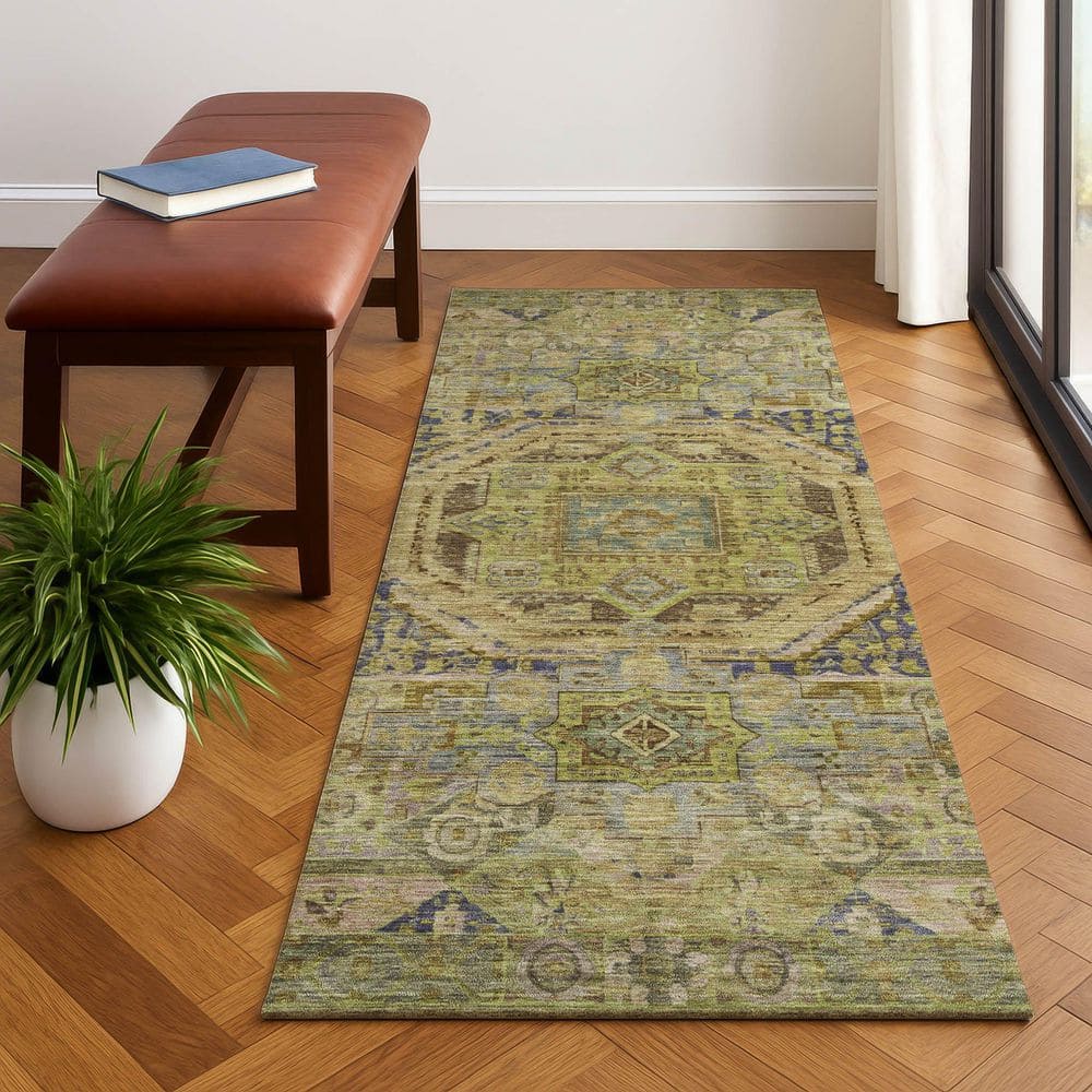 Mayfield Premium Machine Washable Abstract AMF1743 Aloe 2 ft. 3 in. x 7 ft. 6 in. Runner Rug price history on PriceWatchPro