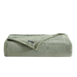 NA Solid 1-Piece Fern Green Ultra Soft Plush Fleece Twin Blanket