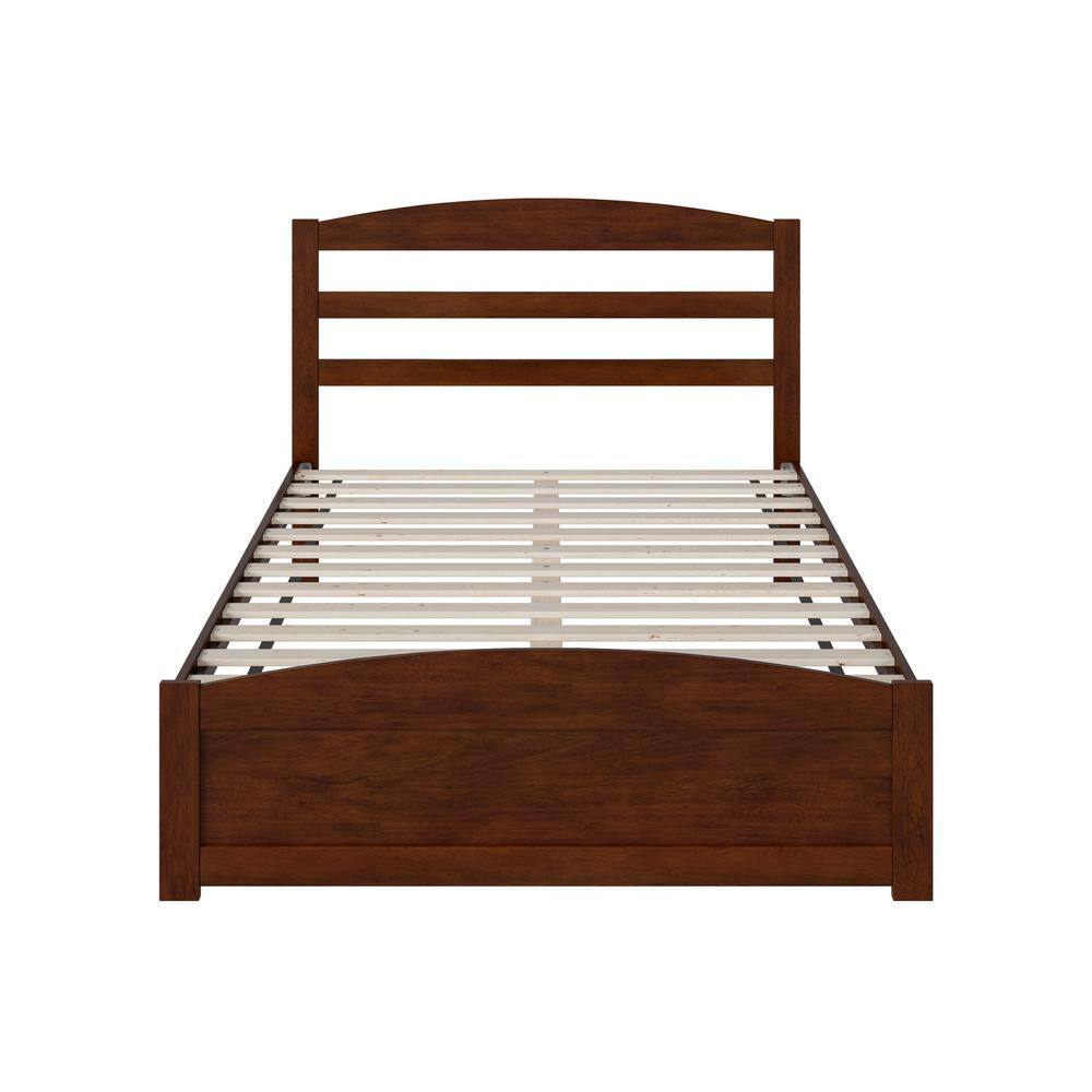 Warren Walnut Full Platform Bed with Slatted Headboard