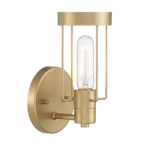 Designers Fountain Tafo 4.75 in. 1-Light Golden Mist Industrial Wall Sconce with Metal Cage