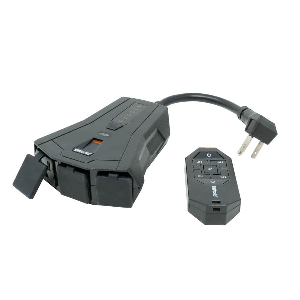 Black Outdoor Programmable Lighting Timer with Remote Control