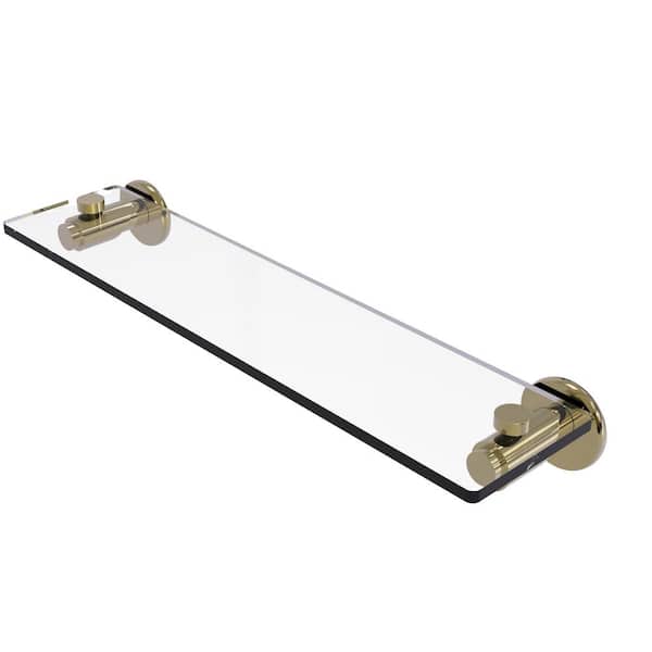 Allied Brass Tribecca Collection 22 in. Glass Vanity Shelf with Beveled Edges in Unlacquered Brass