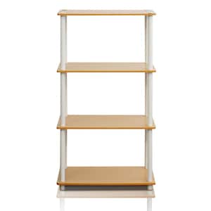 43.25 in. Beech/White Plastic 4-shelf Etagere Bookcase with Open Back