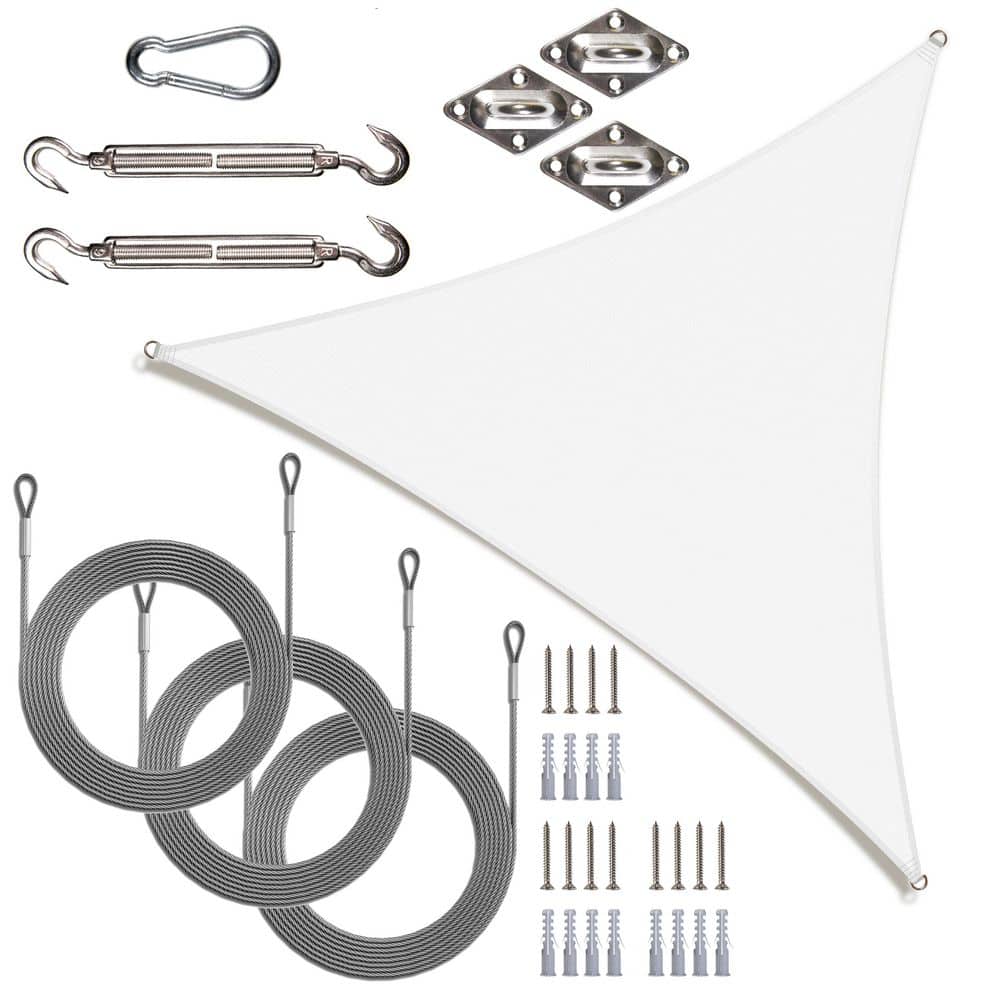24 ft. x 24 ft. x 24 ft. White Equilateral Triangle Sun Shade Sail Screen Canopy with Installation Hardware Kit and Rope price history on PriceWatchPro