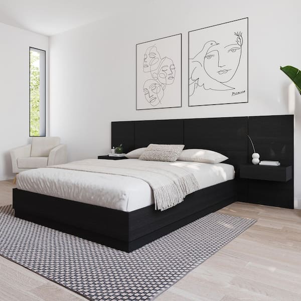 Nexera James 4-Piece Black Composite Queen Size Bedroom Set 404190