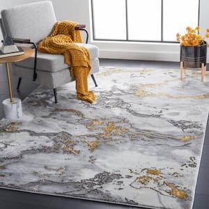 Craft Gray/Yellow Doormat 3 ft. x 5 ft. Marbled Abstract Area Rug