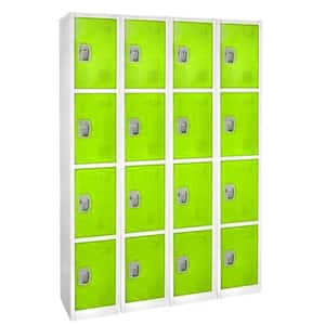 629-Series 72 in. H 4-Tier Steel Key Lock Storage Locker Free Standing Cabinets for Home, School, Gym in Green (4-Pack)