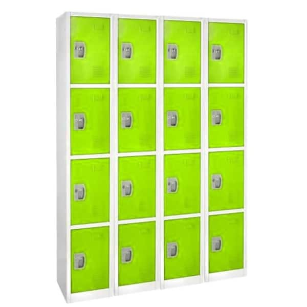AdirOffice 629-Series 72 in. H 4-Tier Steel Key Lock Storage Locker Free Standing Cabinets for Home, School, Gym in Green (4-Pack)