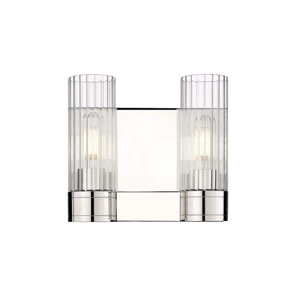 Empire 10.5 in. 2-Light Polished Nickel Wall Sconce with Glass Shade price history on PriceWatchPro