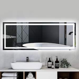 84 in. W x 32 in. H Large Rectangular Frameless Anti-Fog Ceiling Wall Mount Bathroom Vanity Mirror in Silver