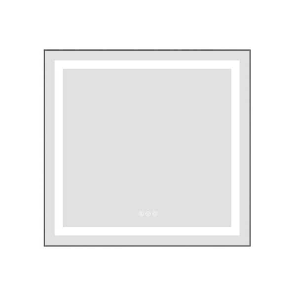 30 in. W x 28 in. H Rectangular Aluminum Frameless LED Anti-Fog Dimmable Wall Mount Bathroom Vanity Mirror in Gun Ash