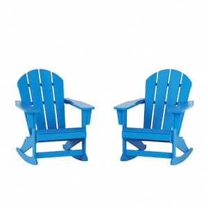 Laguna 2-Pack Fade Resistant Outdoor Patio HDPE Poly Plastic Classic Adirondack Porch Rocking Chairs in Pacific Blue