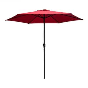 9 ft. Market Outdoor Patio Umbrella with Push Button Tilt and Crank in Red