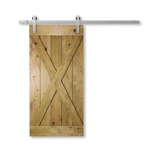 Urban Woodcraft 40 in. x 83 in. BOLZANO Solid Core Wood Barn Door with Sliding Door Hardware Kit