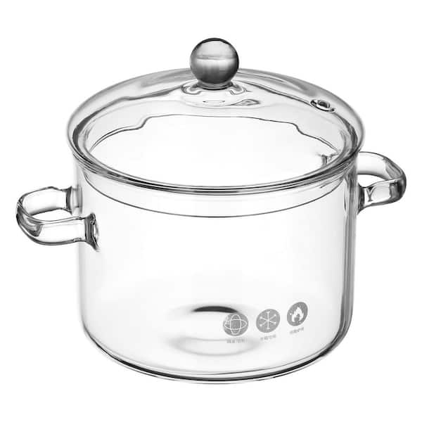 6 in. Glass Saucepan Premium Glass Material with Cover Ergonomic Handle Clear Design Stovetop Cooking Milk Food