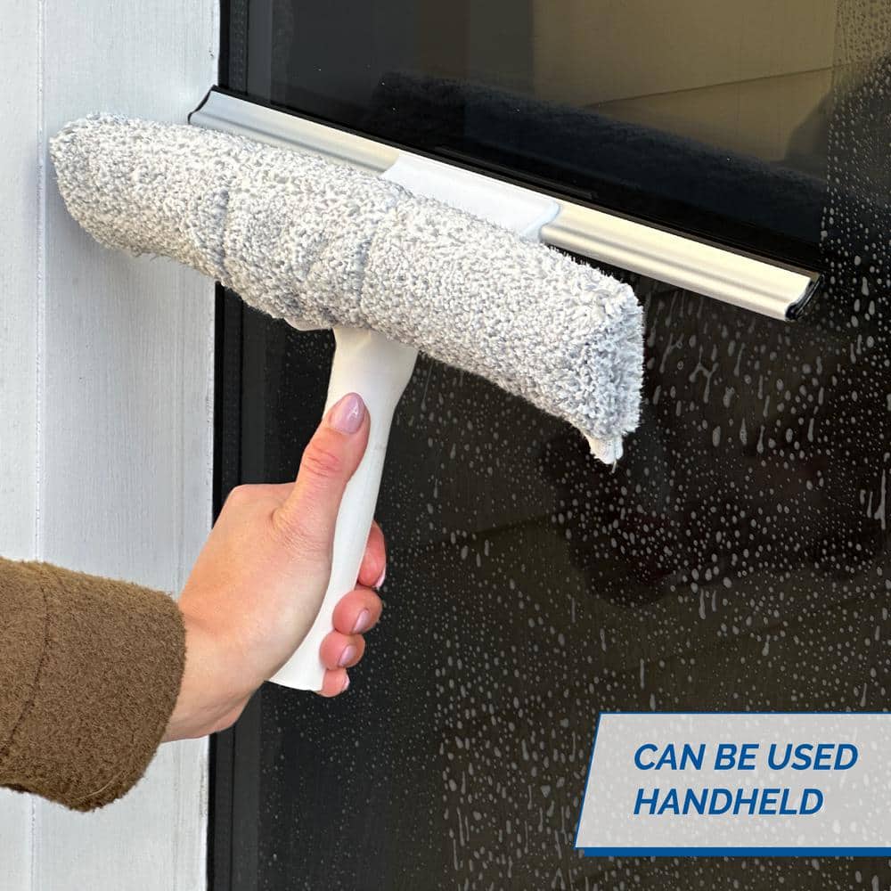 Blue Microfiber Window Cleaning Kit with Collapsible Pole and Bucket
