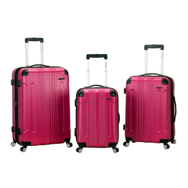 Rockland London 3-Piece Hardside Spinner Luggage Set, Magenta F190 ...