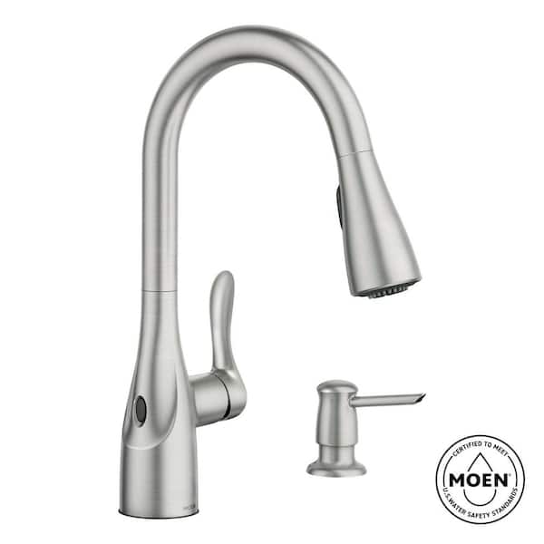 Arlo Spot Resist Stainless 15.33 in. H Touchless Pull Down Sprayer Kitchen Faucet with 360° Spout Swivel and Power Clean