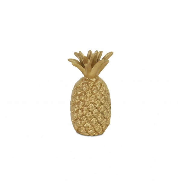 HomeRoots 9 in. Gold Cast Iron Pineapple Hand Painted Specialty Sculpture