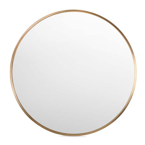 EDGEWOOD 19.7 in. W x 19.7 in. H Modern Aluminium Round Metal Frame Gold Wall Mirror