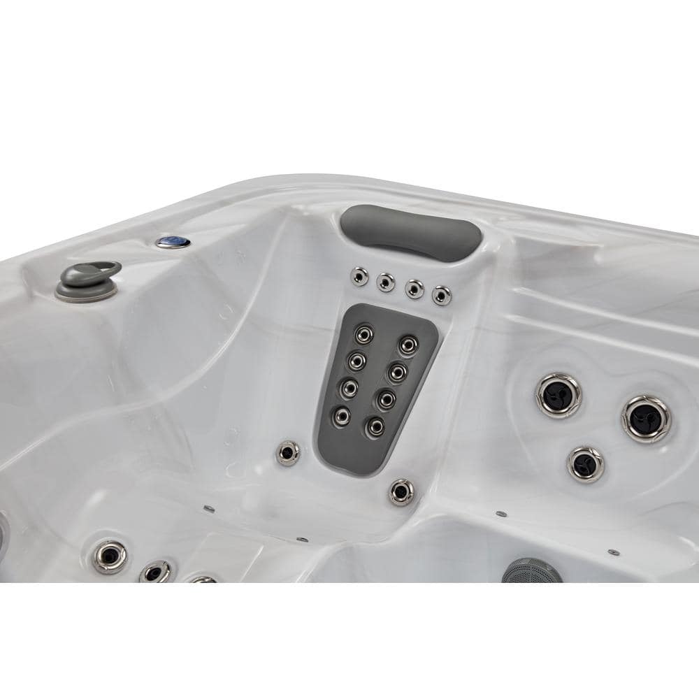 Gray and White 5-Person Luxury Hot Tub with Jets and Ozonator