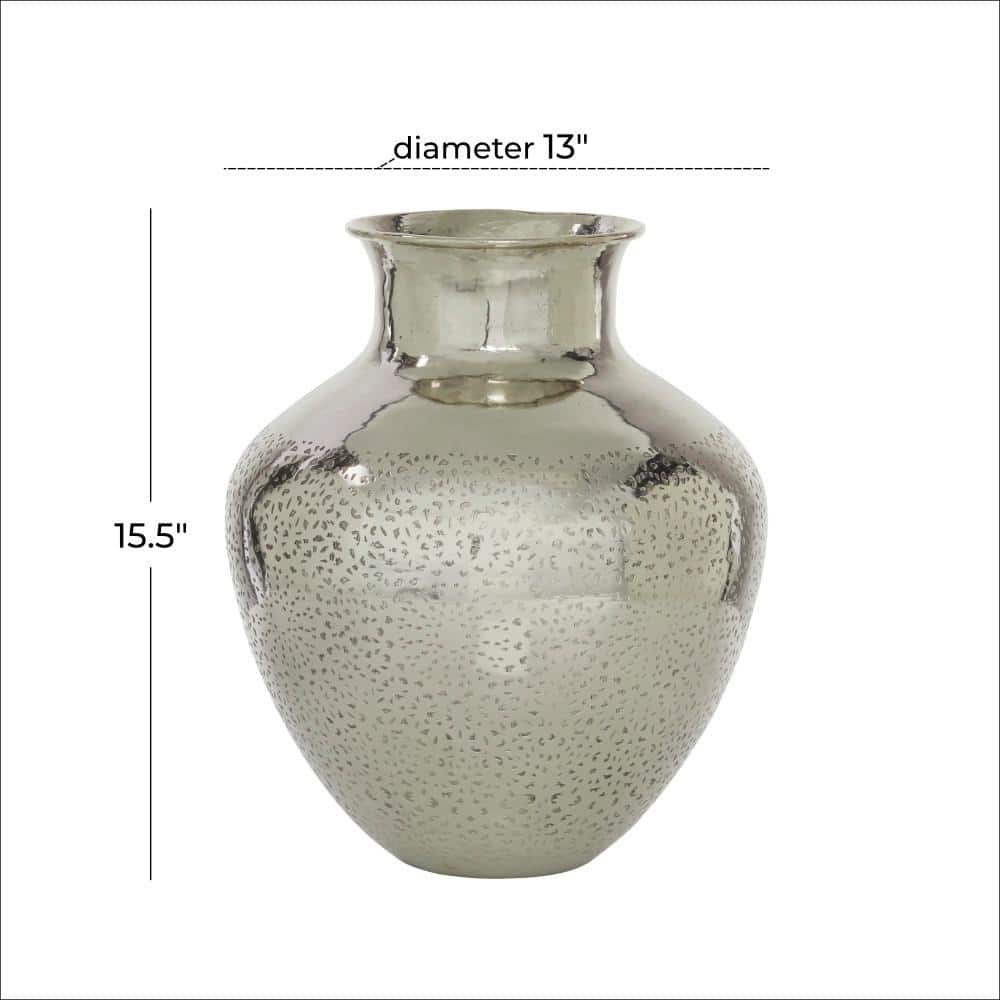 Elegant Silver Aluminum Bouquet Table Vase 15.5"