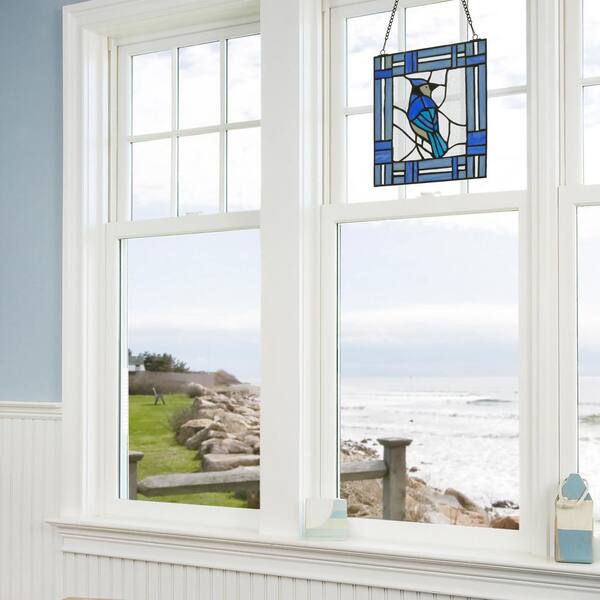 River of Goods Blue Jay Stained Glass Window Panel 20157
