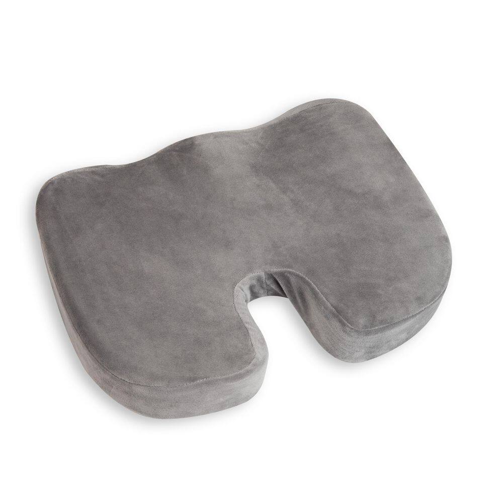 Gray Memory Foam Ergonomic Seat Cushion with Anti-Slip Base