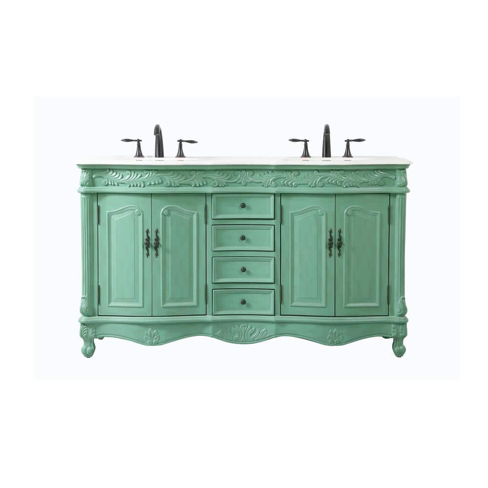 Simply Living 60 in. W x 22 in. D x 36 in. H Bath Vanity in Vintage Mint wi