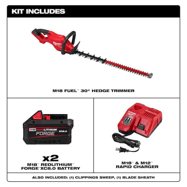 M18 FUEL 18V 30 in. Brushless Cordless Battery Powered Hedge Trimmer Kit with (2) 8.0 Ah FORGE Battery and Rapid Charger