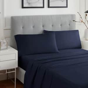 Sleep Solutions Plaza 4-Piece Peacoat Solid Polyester Full Cooling Sheet Set